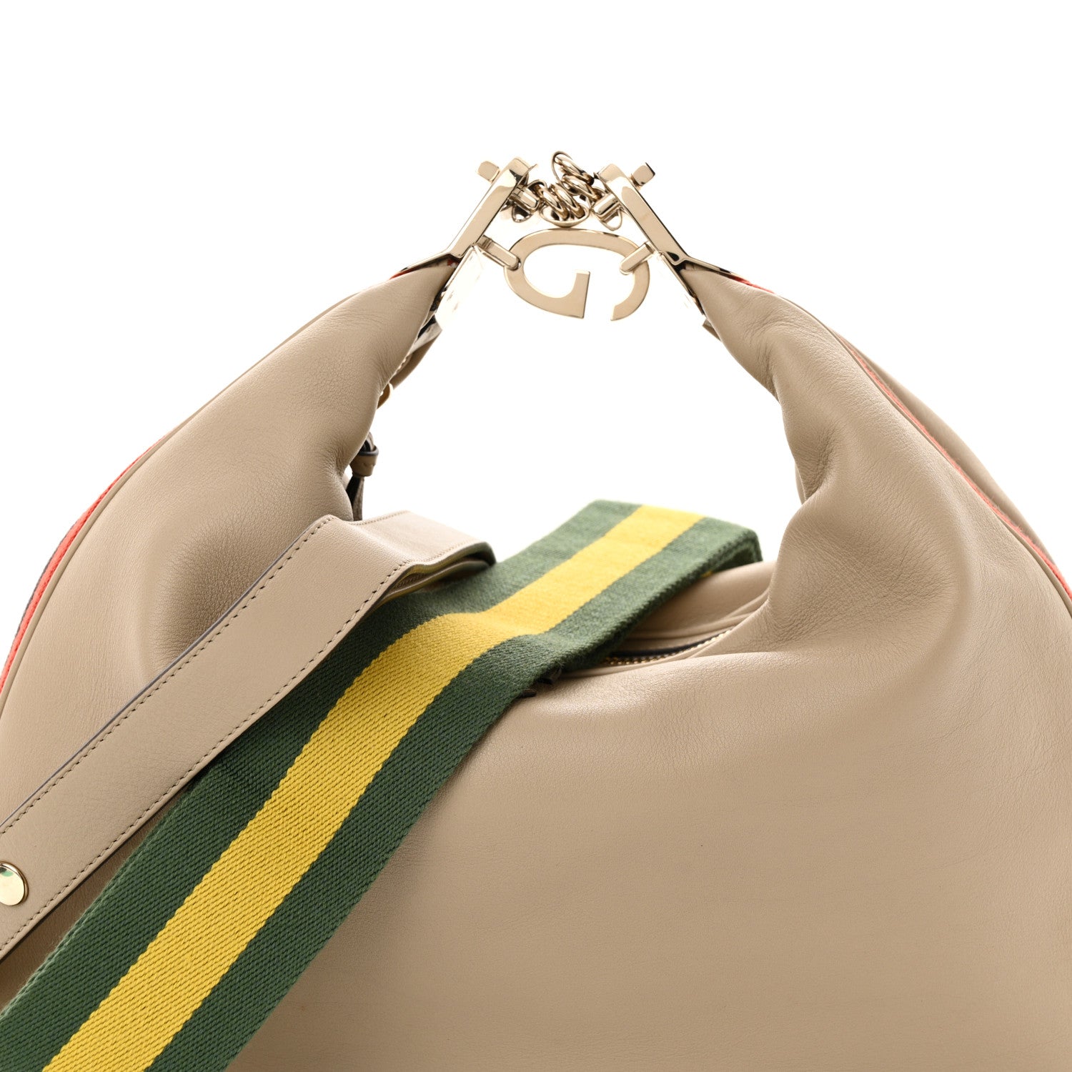 Gucci Aria Calfskin Web Large Attache Shoulder Bag Beige 8 of 10