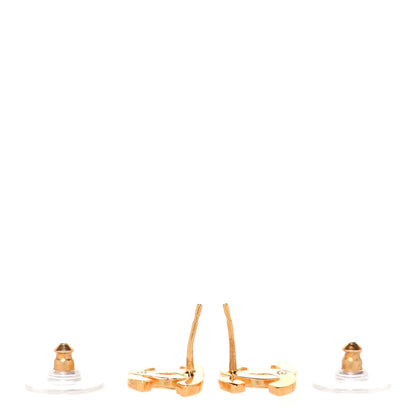 Chanel Metal CC Paris Button Stud Earrings Gold 3 of 5