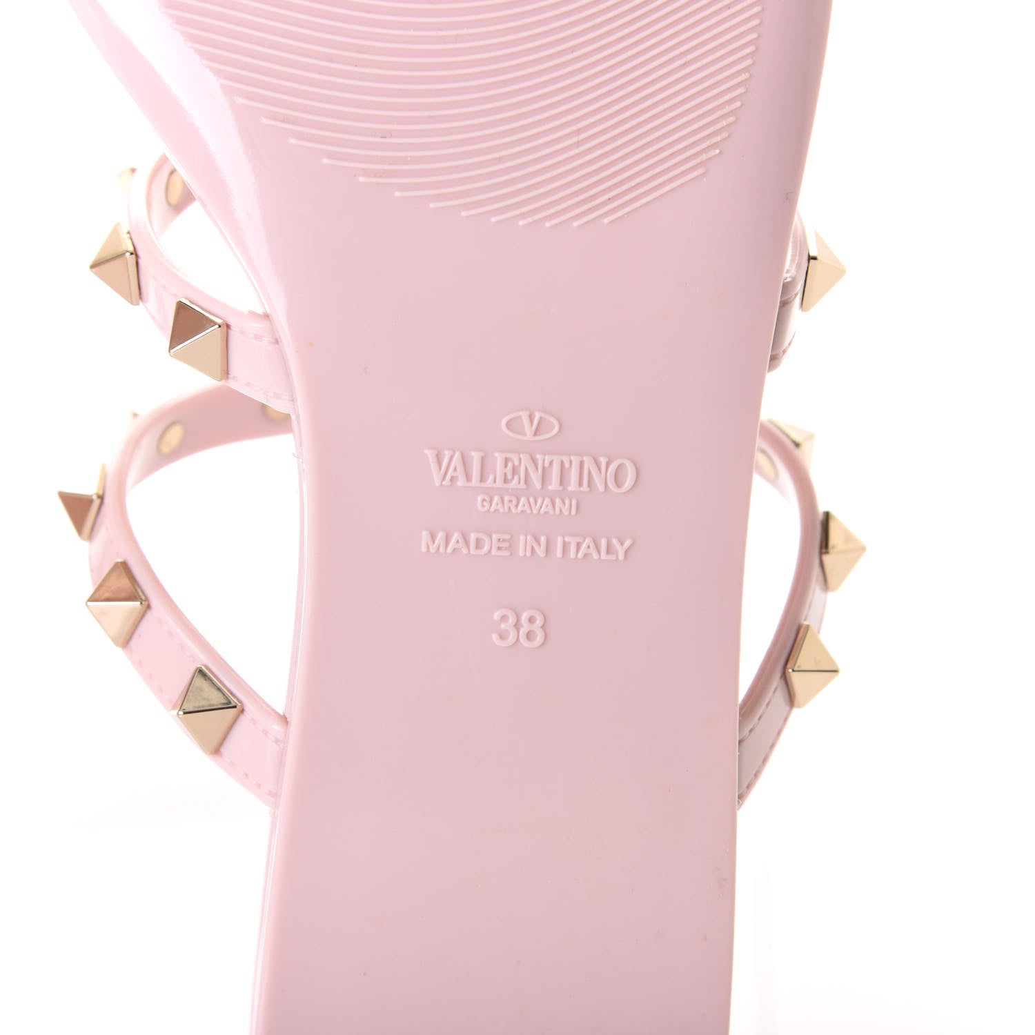 Valentino Garavani PVC Jelly Rockstud Caged Flat Thong Sandals 38 Water Rose 7 of 8