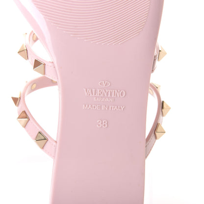 Valentino Garavani PVC Jelly Rockstud Caged Flat Thong Sandals 38 Water Rose 7 of 8