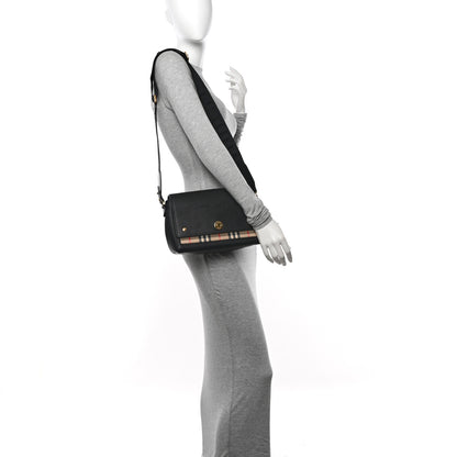 Burberry Grainy Calfskin Vintage Check Note Crossbody Bag Black 2 of 11