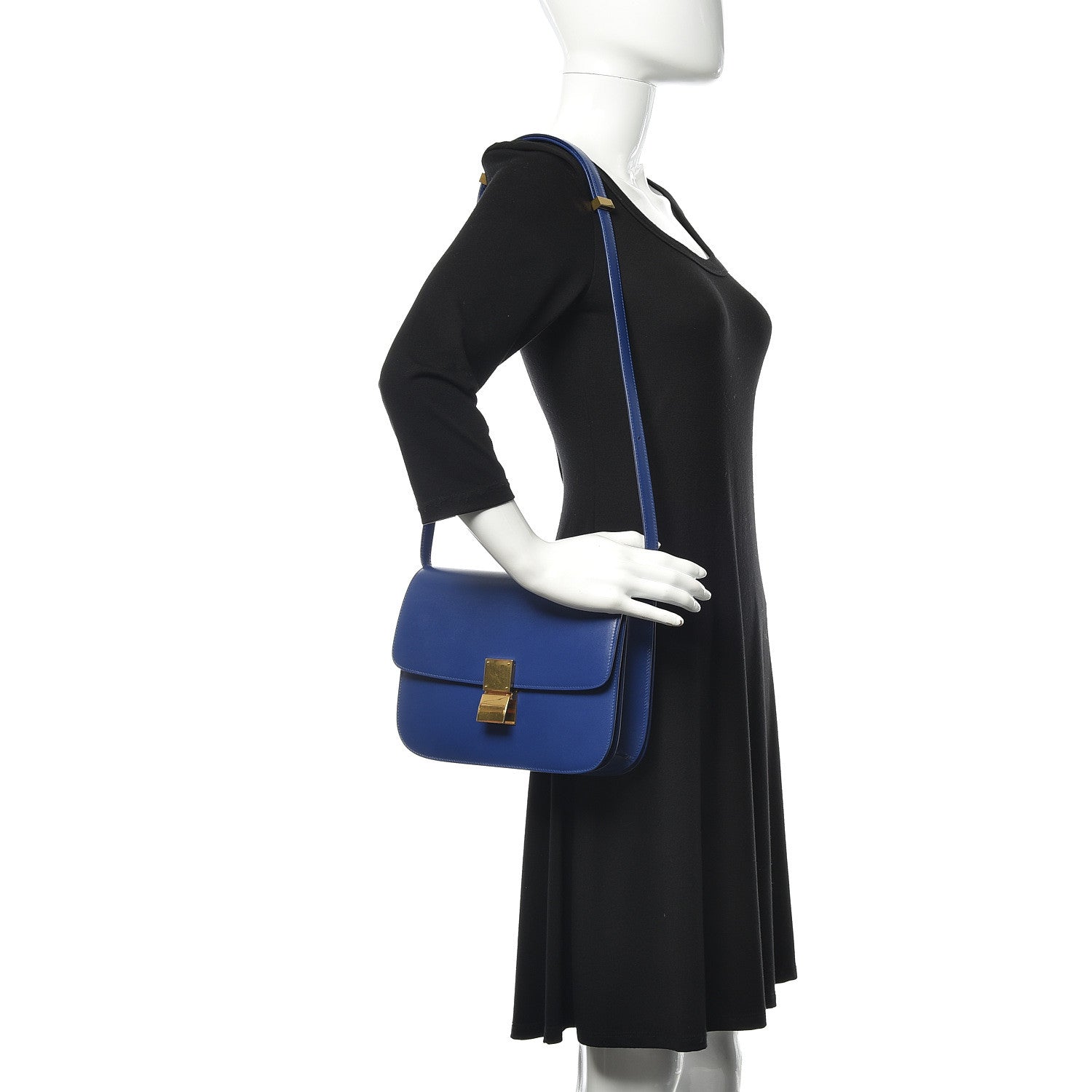Celine Box Calfskin Medium Classic Box Flap Bag Indigo 2 of 11