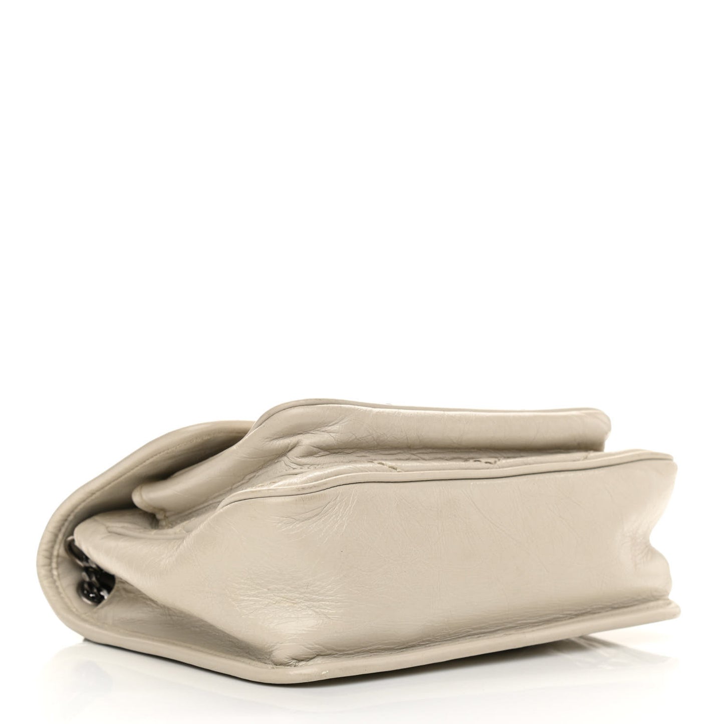 Crinkled Calfskin Matelasse Monogram Baby Niki Chain Satchel Ivory
