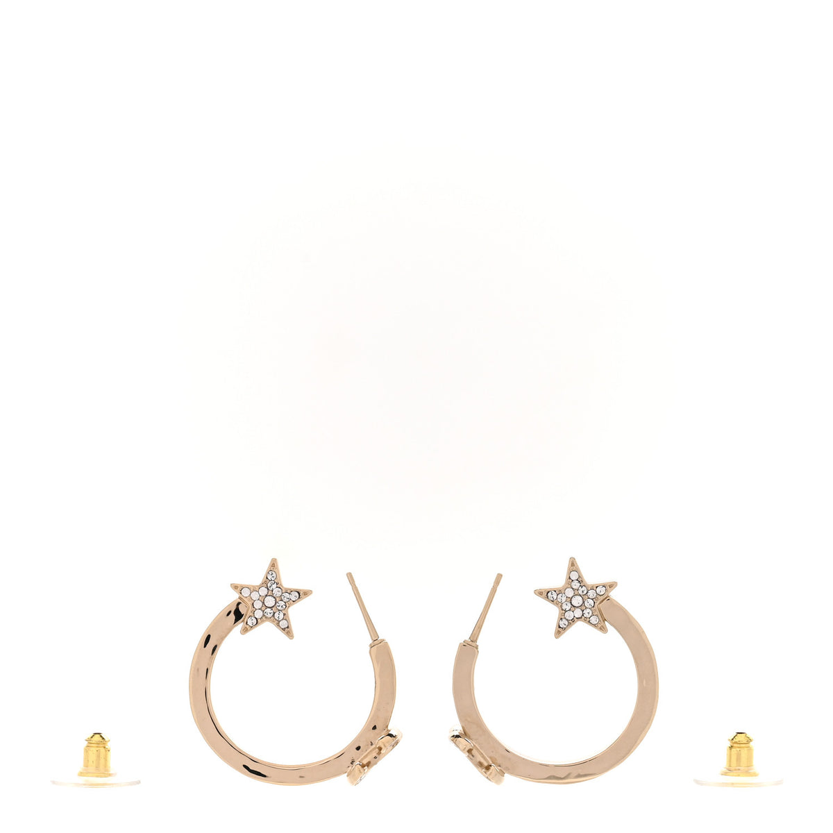 Chanel Metal Crystal CC Hoop Earrings Gold 3 of 5
