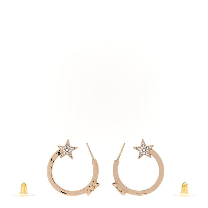 Chanel Metal Crystal CC Hoop Earrings Gold 3 of 5