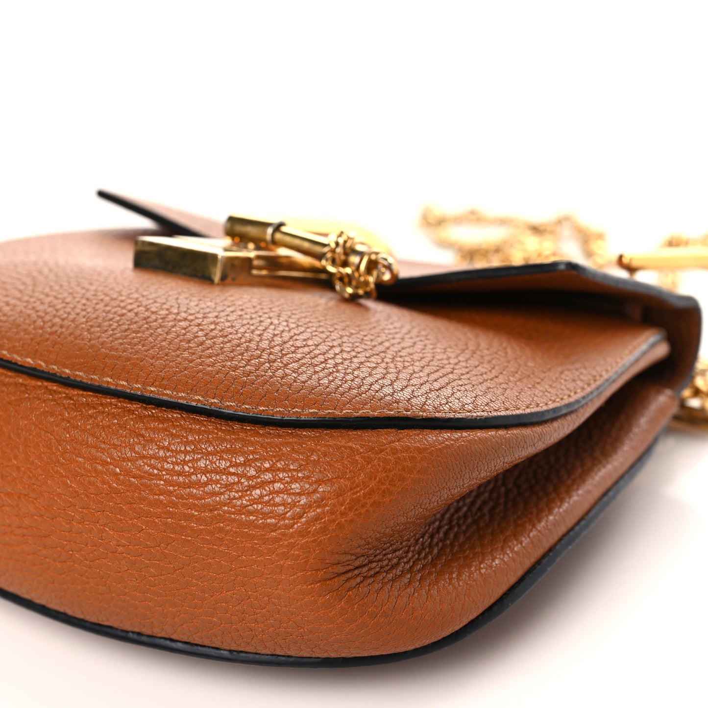 Grained Lambskin Mini Drew Shoulder Bag Caramel