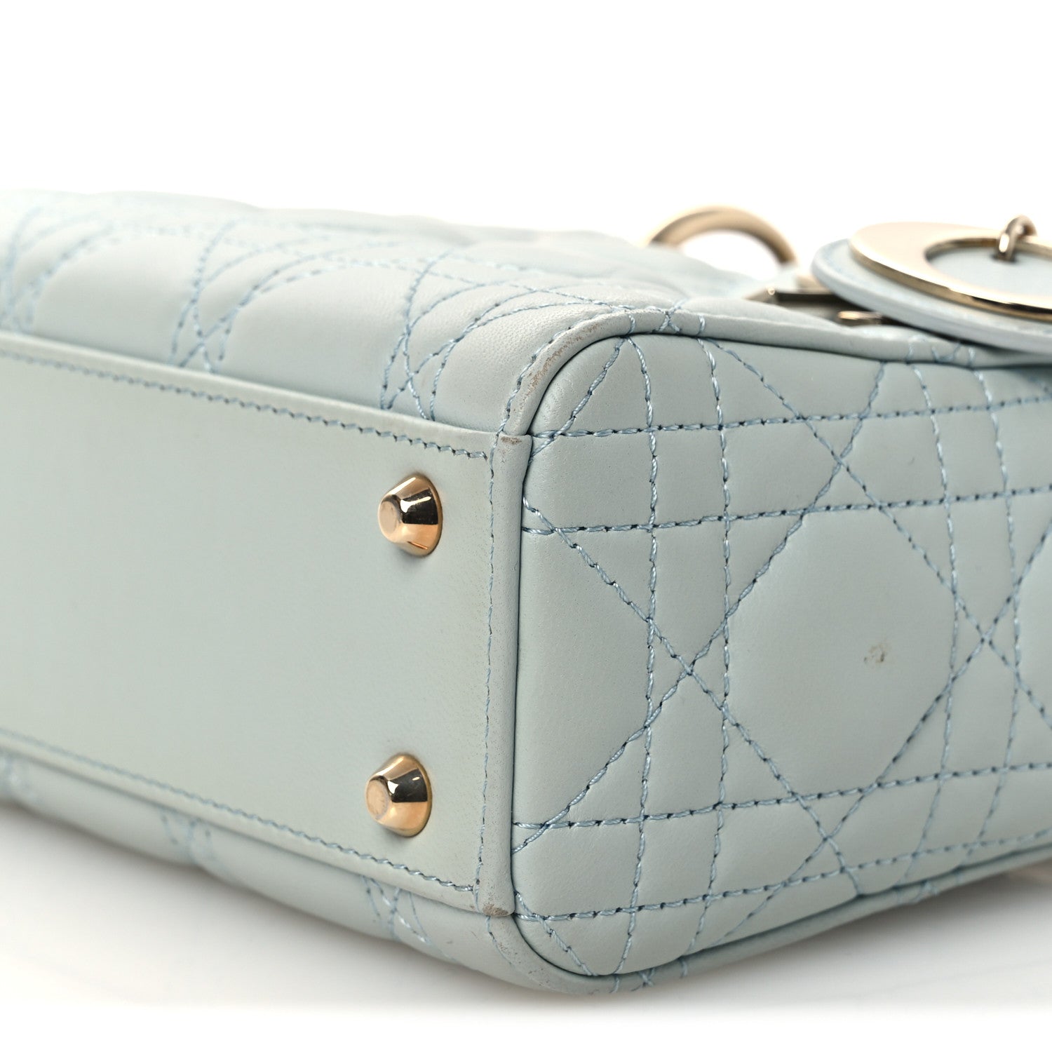 Christian Dior Lambskin Cannage Mini Lady Dior Blue 10 of 14