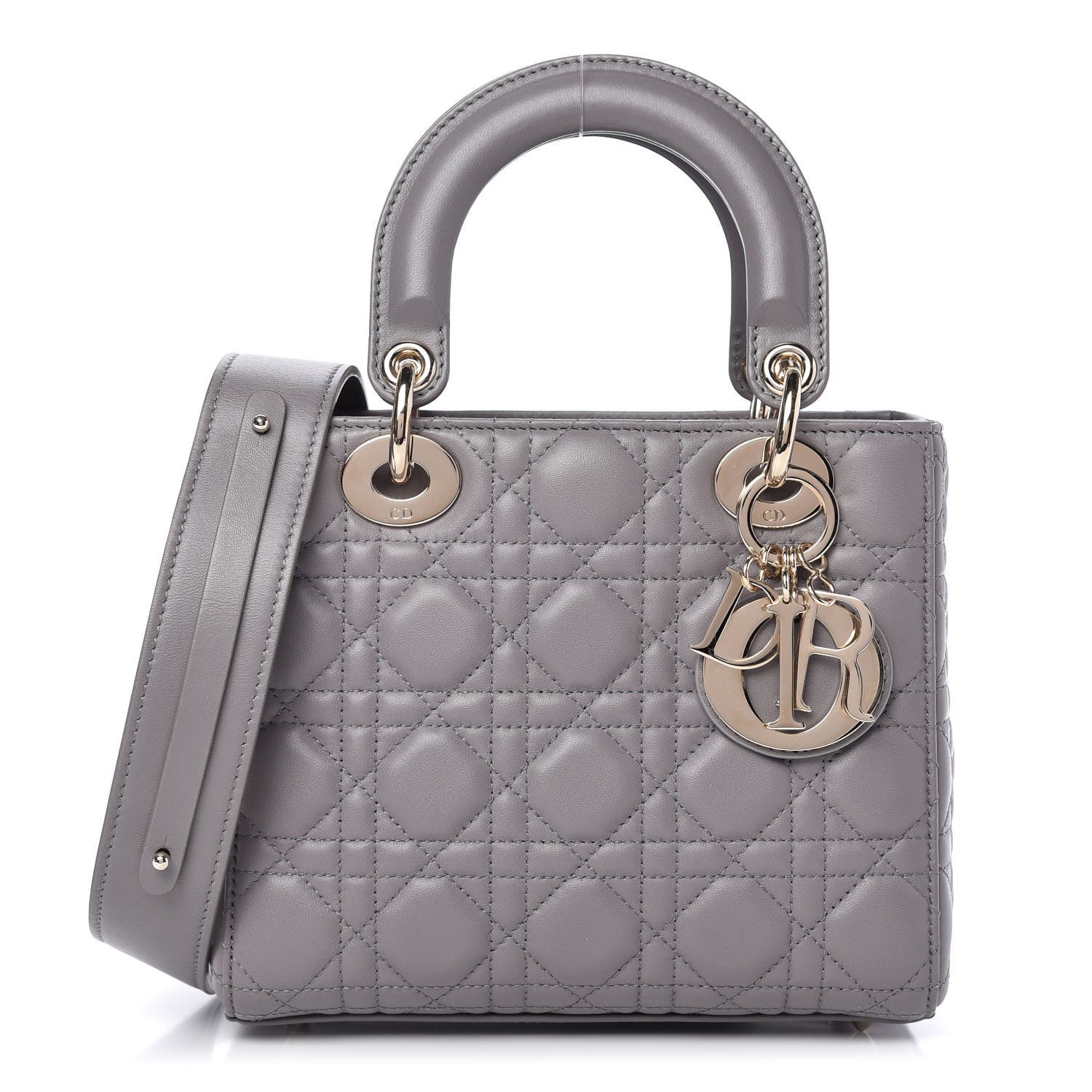 Christian Dior Lambskin Cannage Small My ABCDior Lady Dior Grey 1 of 10