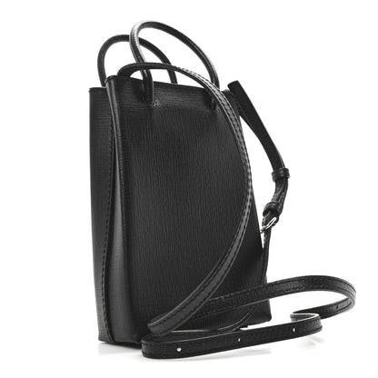 Balenciaga Squared Calfskin Logo Shopping Phone Holder Bag Black 3 of 9