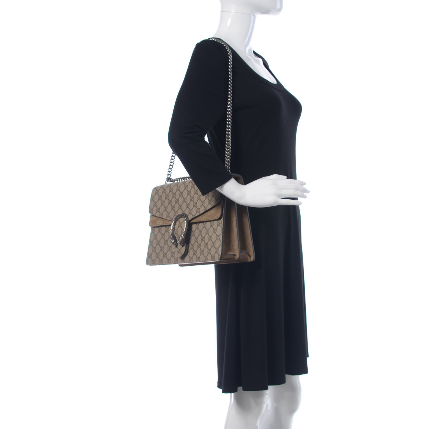 Gucci GG Supreme Monogram Medium Dionysus Shoulder Bag Taupe 3 of 12