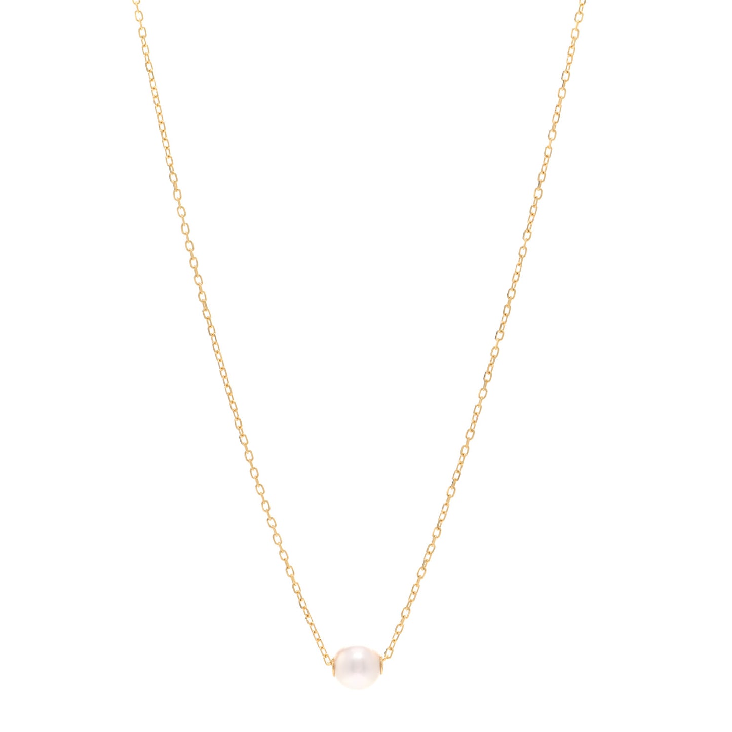 18K Yellow Gold Akoya Pearl 6mm Single Pendant Necklace