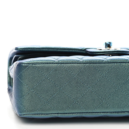 Chanel Iridescent Caviar Quilted Medium Double Flap Green 7 of 9