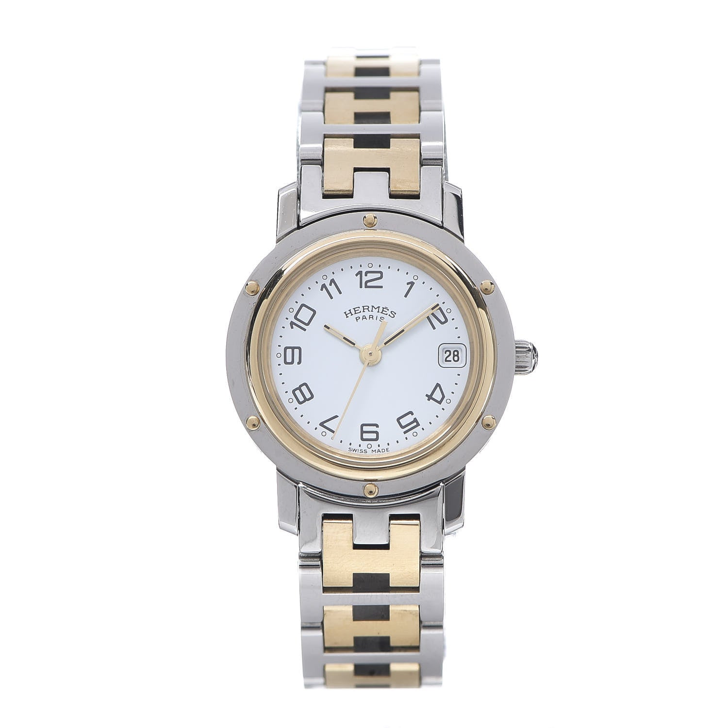 Hermes Stainless Steel 24mm Clipper Quartz Watch Gold 1 of 5