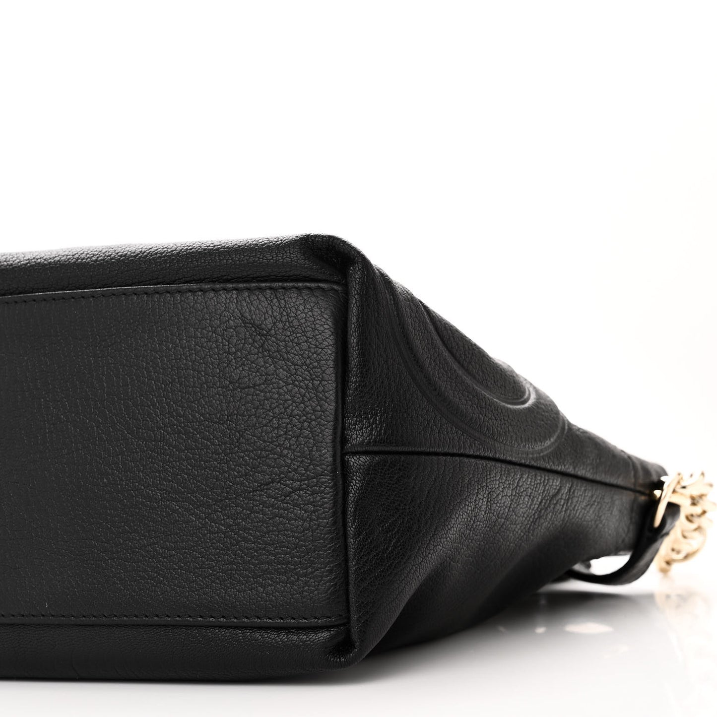 Grainy Calfskin Juno Bucket Bag Black