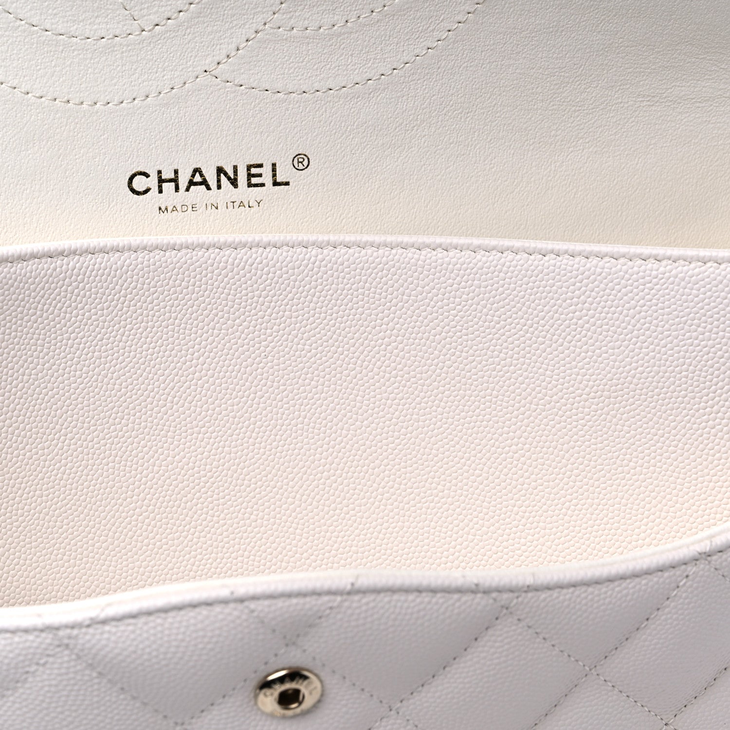 Chanel Caviar Quilted Jumbo Double Flap White 15 of 21