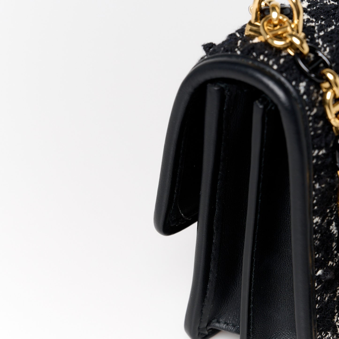 Tweed Macrocannage Mini Miss Caro Bag Black White