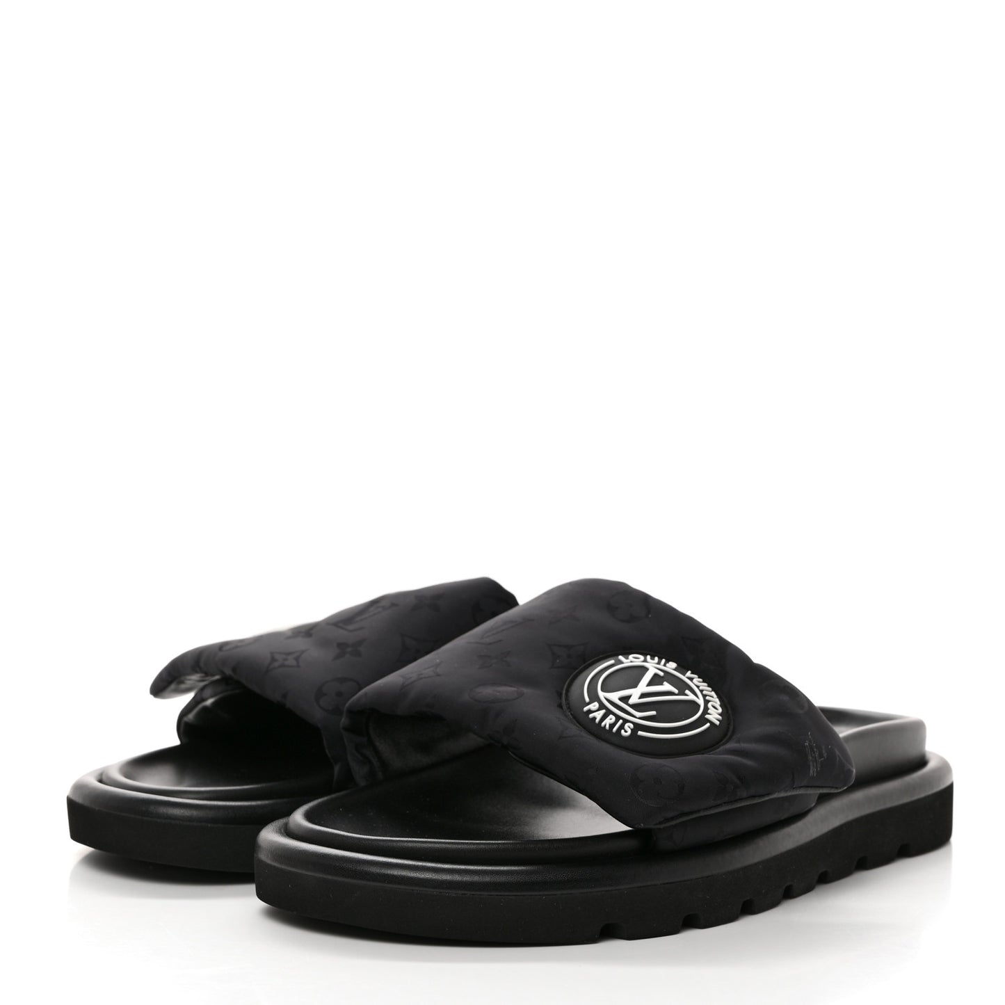 Nylon Monogram Womens Pool Pillow Comfort Mules 39 Black
