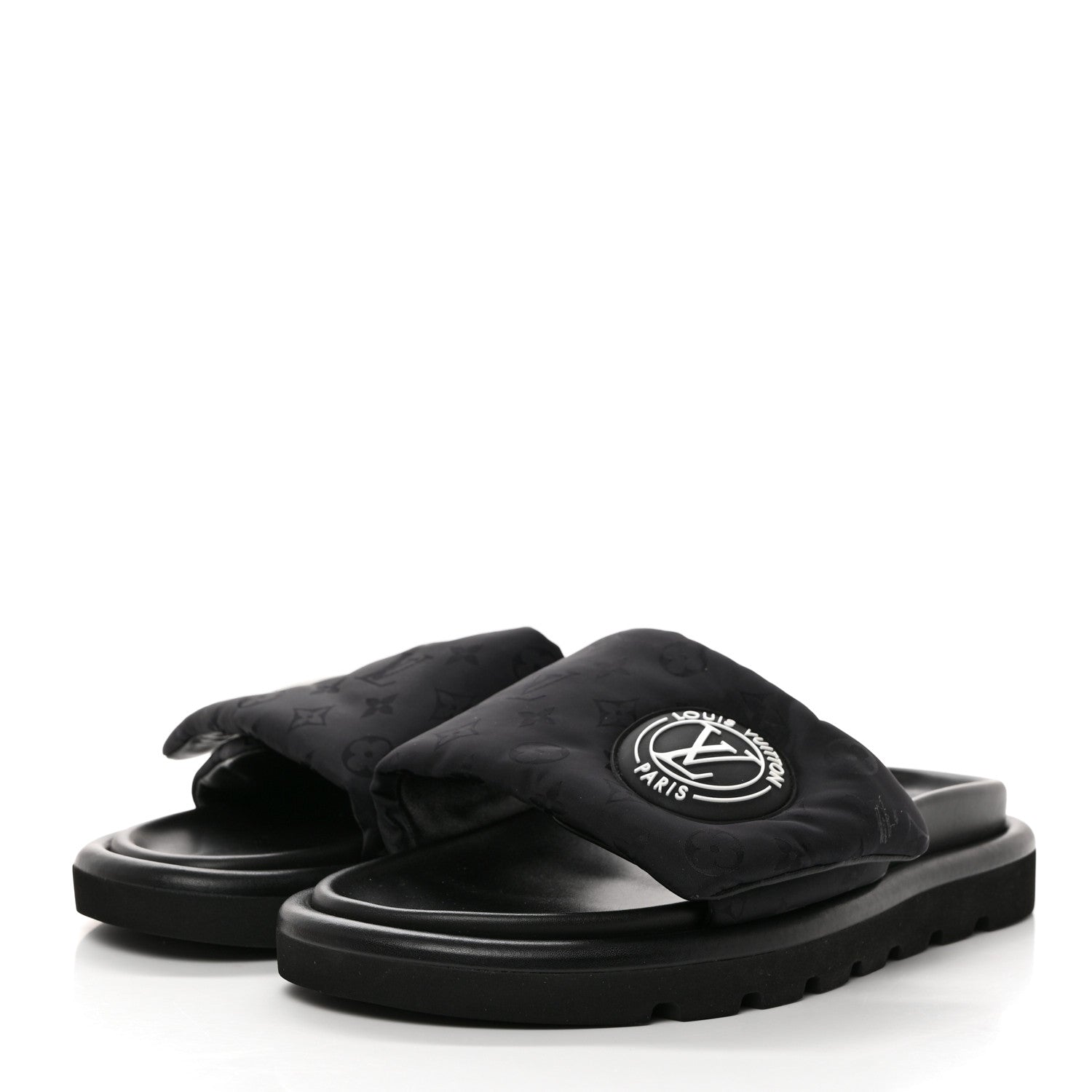 Louis Vuitton Nylon Monogram Womens Pool Pillow Comfort Mules 39 Black 3 of 8
