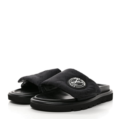 Louis Vuitton Nylon Monogram Womens Pool Pillow Comfort Mules 39 Black 3 of 8