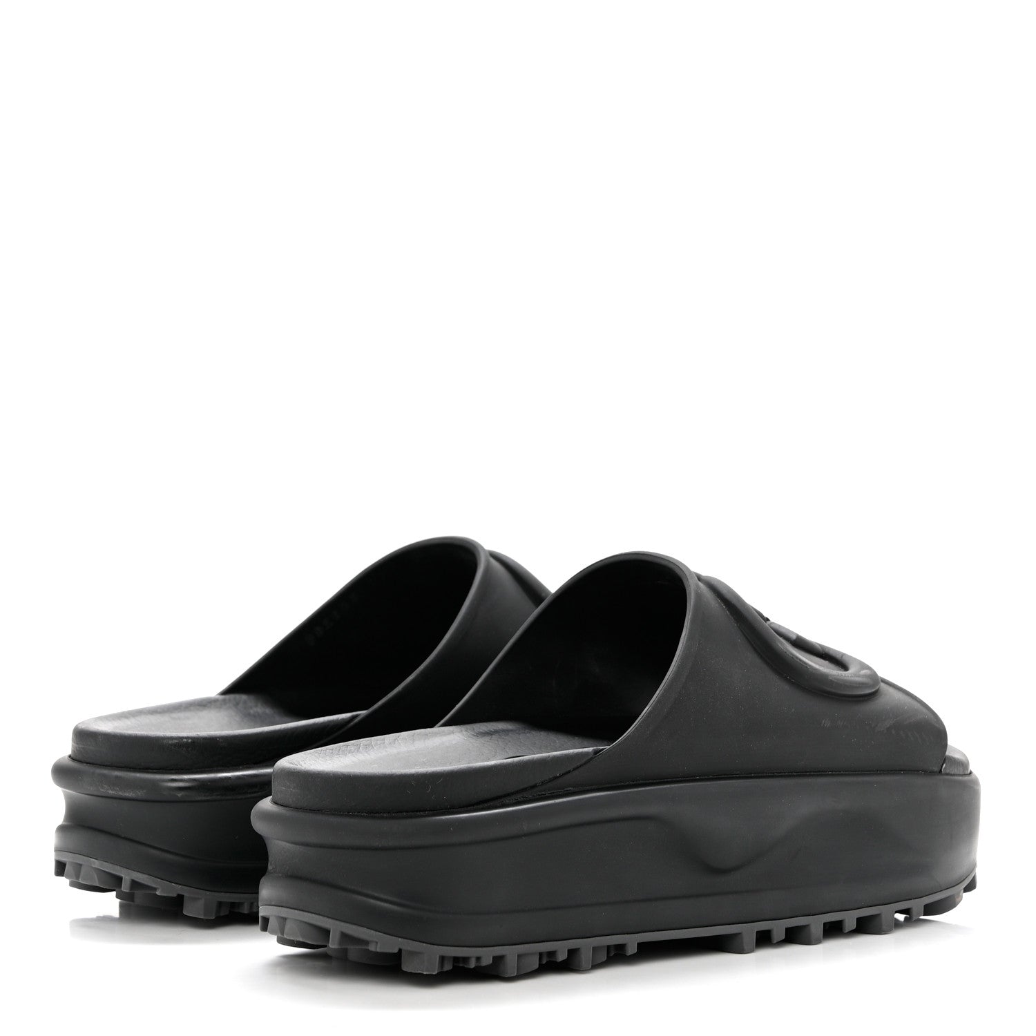 Gucci Soft Rubber Womens Interlocking G Platform 42mm Slide Sandals 38 Black 4 of 8