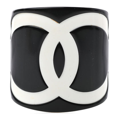 Chanel Resin CC Wide Cuff Black White 1 of 4