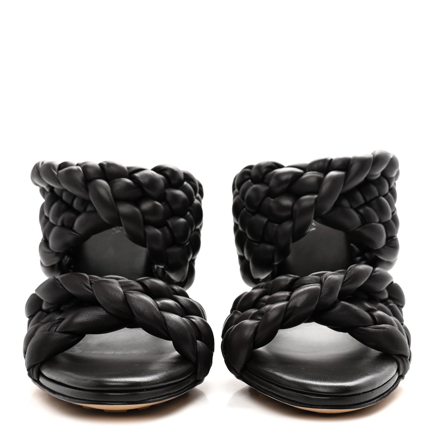 Nappa Twisted Padded Intrecciato Curve Slide Sandals 36.5 Fondant