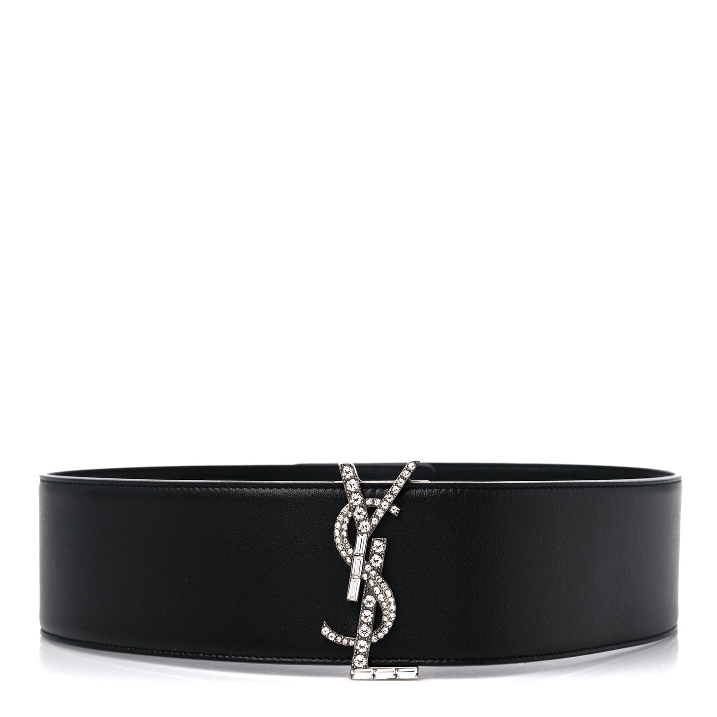 Calfskin Crystal Monogram Belt 70 28 Black
