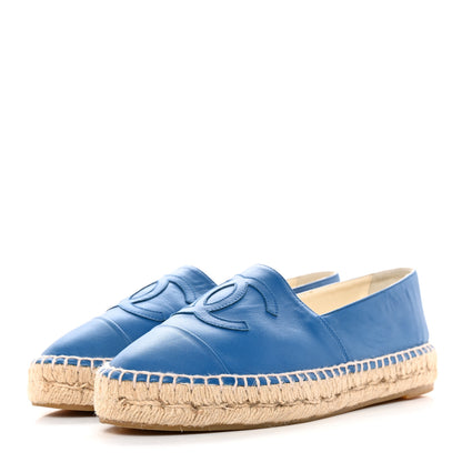 Chanel Lambskin CC Espadrilles 37 Blue 3 of 12
