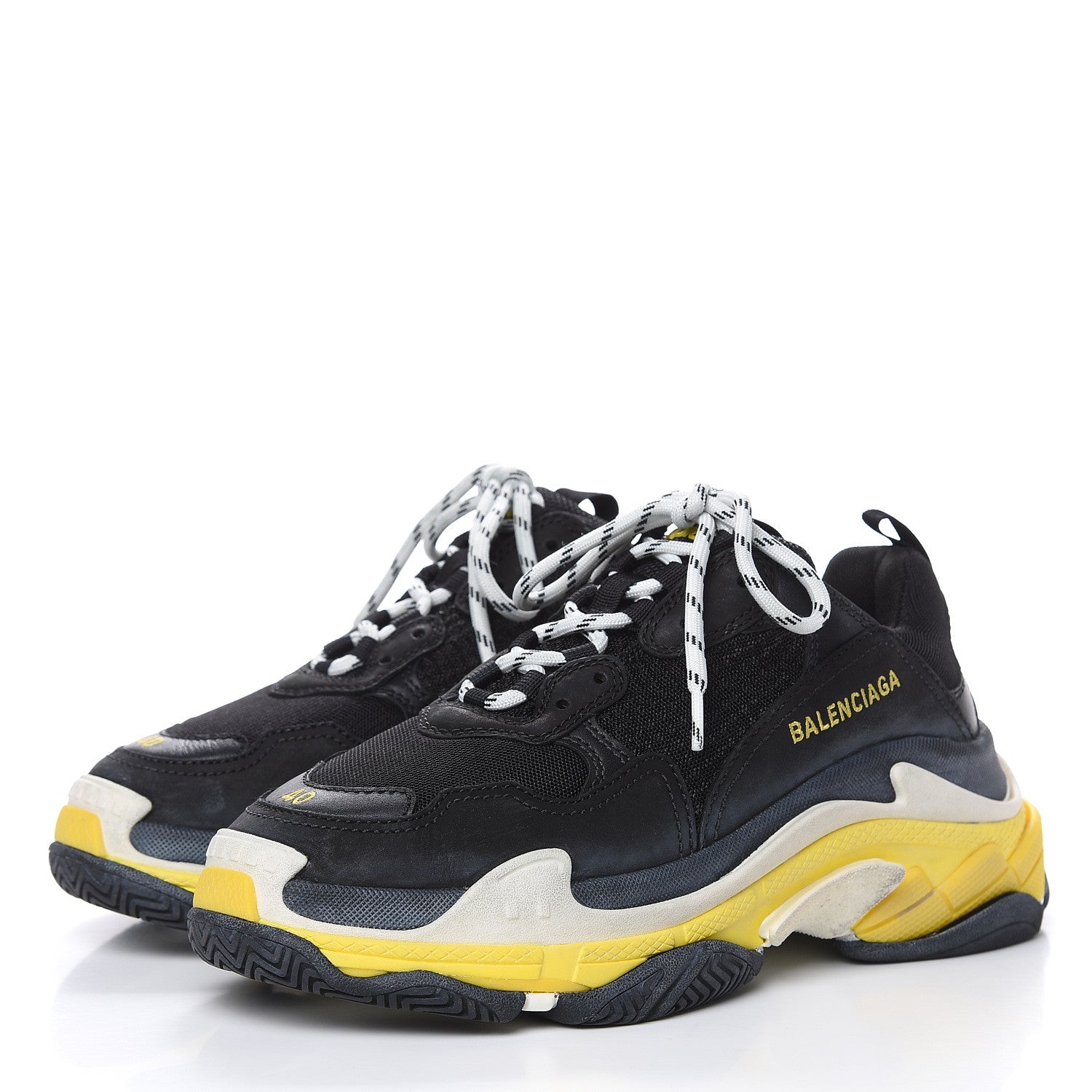 Balenciaga Fabric Mesh Womens Triple S Sneakers 40 Black Yellow 3 of 9