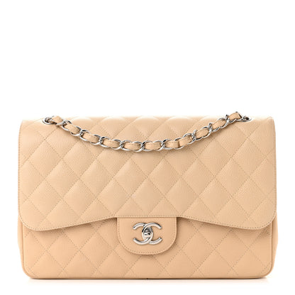 Chanel Caviar Quilted Jumbo Double Flap Light Beige 1 of 12