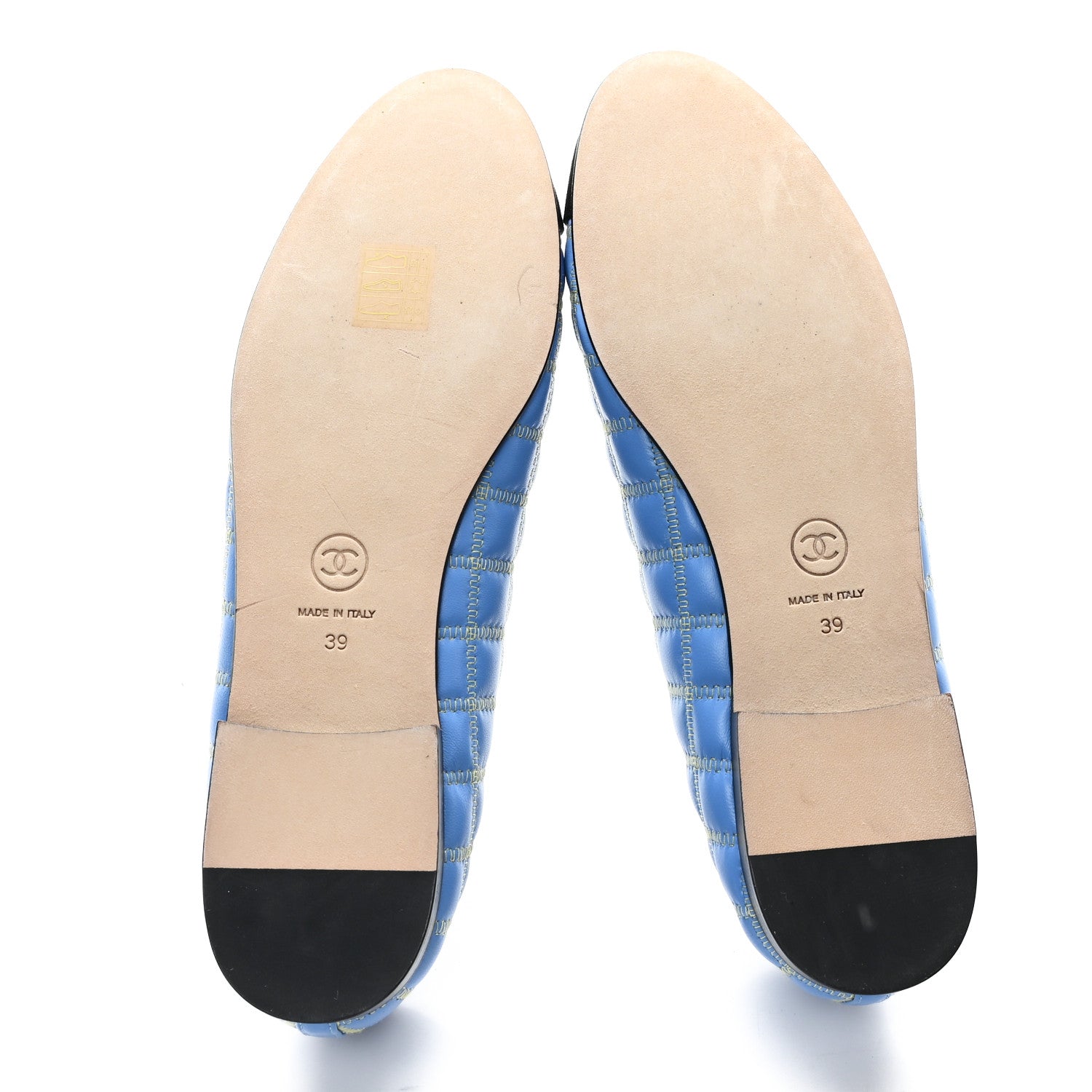 Chanel Lambskin Embroidered Grosgrain Cap Toe CC Ballerina Flats 39 Blue Yellow Black 6 of 9