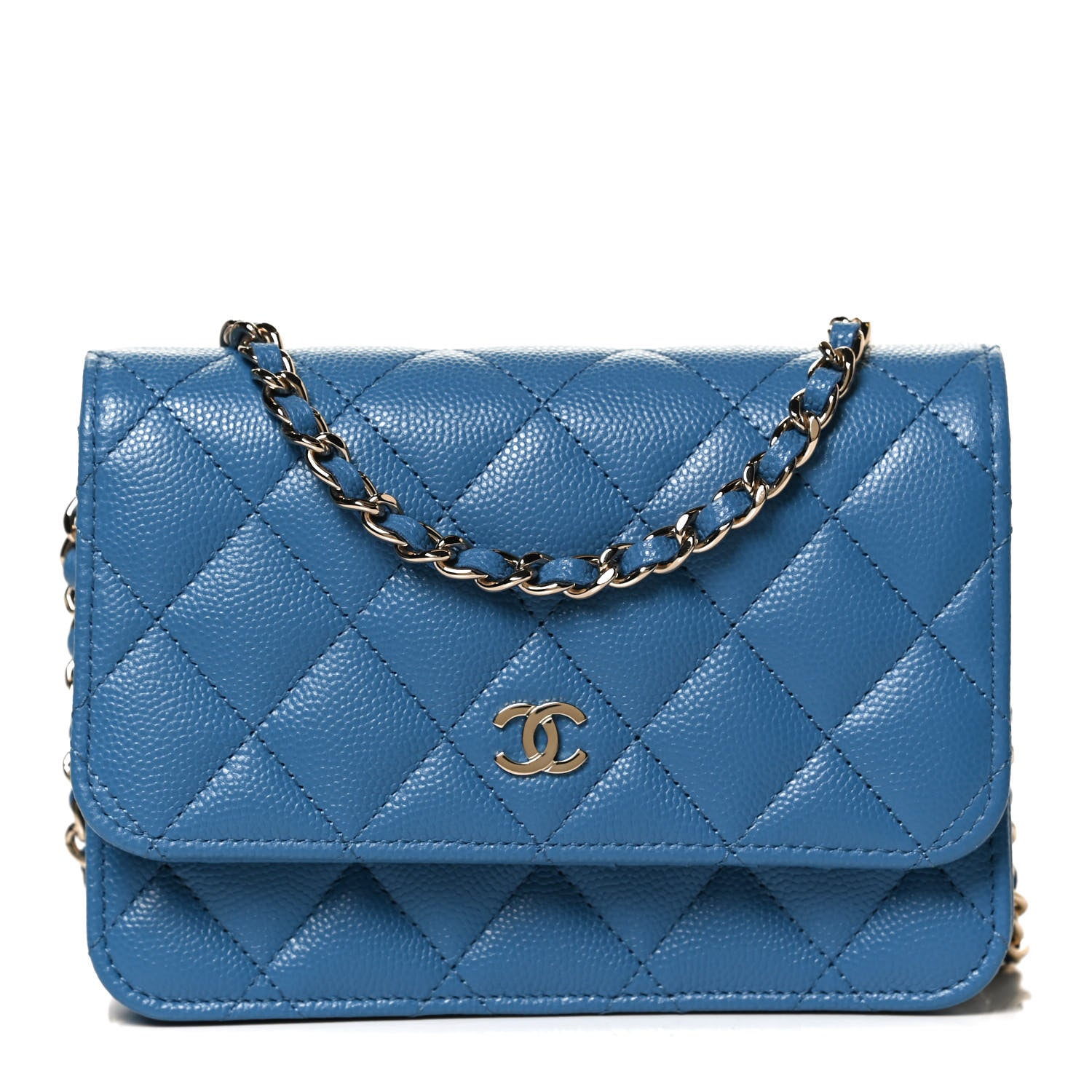 Chanel Caviar Quilted Mini Wallet On Chain WOC Blue 1 of 12