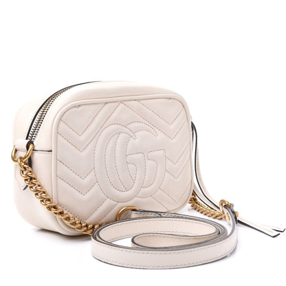 Gucci Calfskin Matelasse Mini GG Marmont Chain Shoulder Bag White 2 of 12