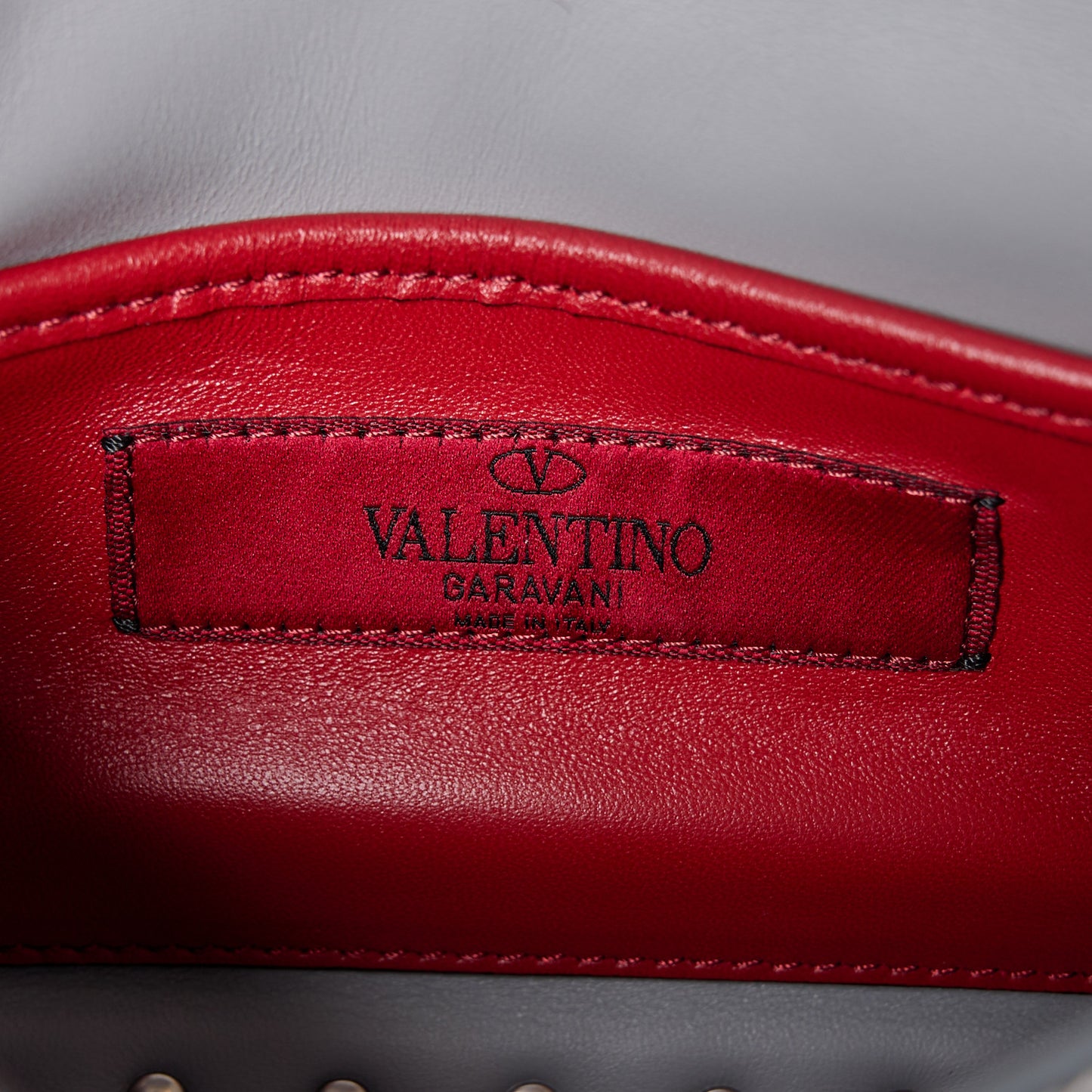 VALENTINO GARAVANI Metallic Wrinkled Lambskin Small Rockstud Spike Shoulder Bag Silver