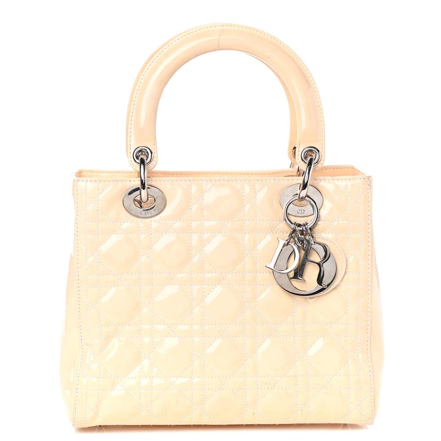 Patent Cannage Medium Lady Dior Beige