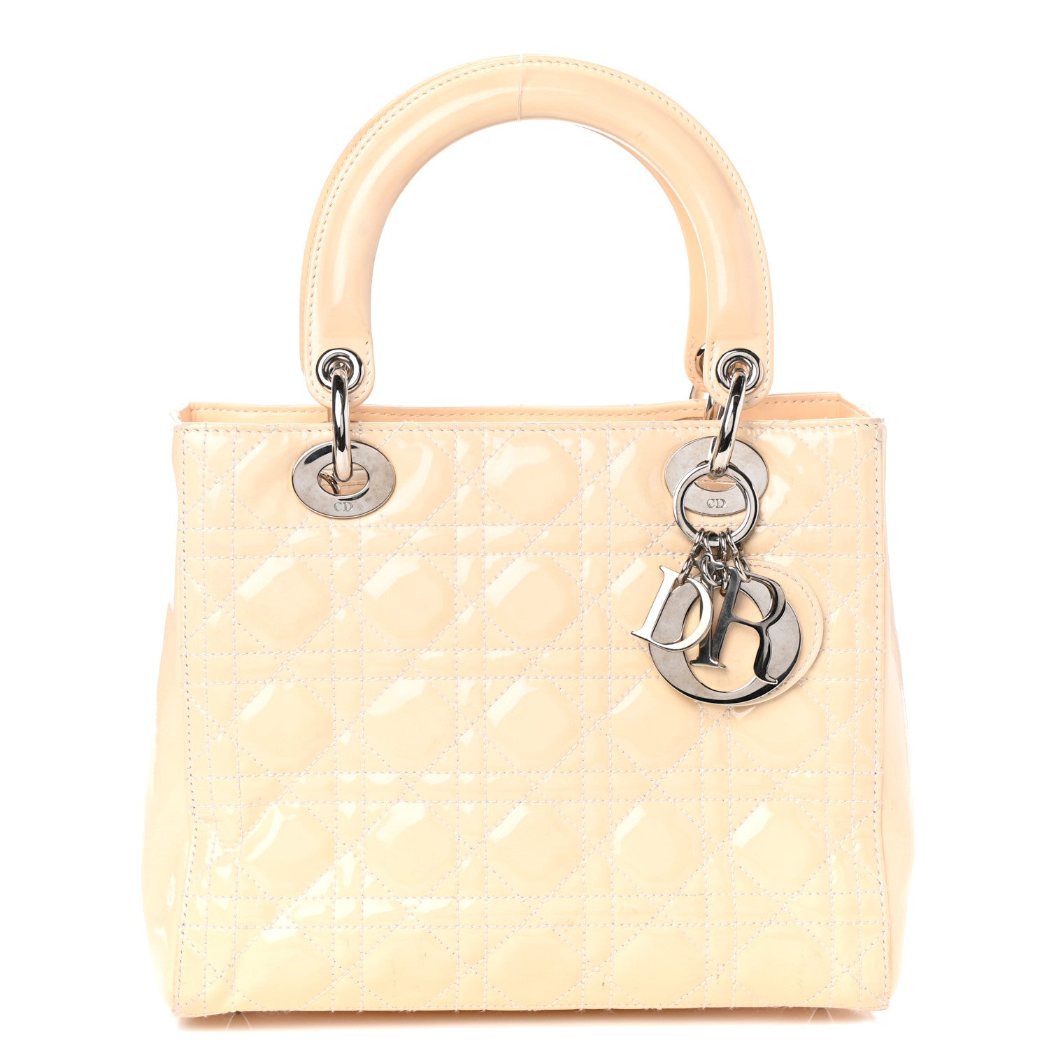 Christian Dior Patent Cannage Medium Lady Dior Beige 1 of 12