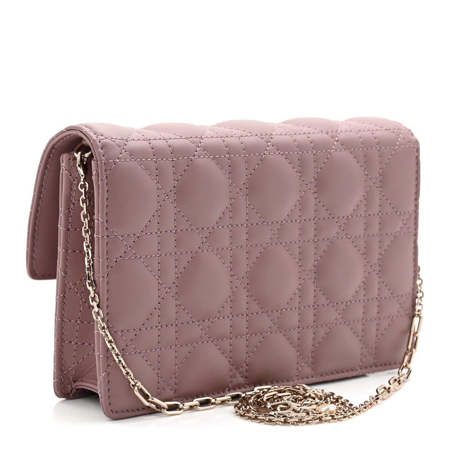Lambskin Chain Lady Dior Chain Pouch Purple
