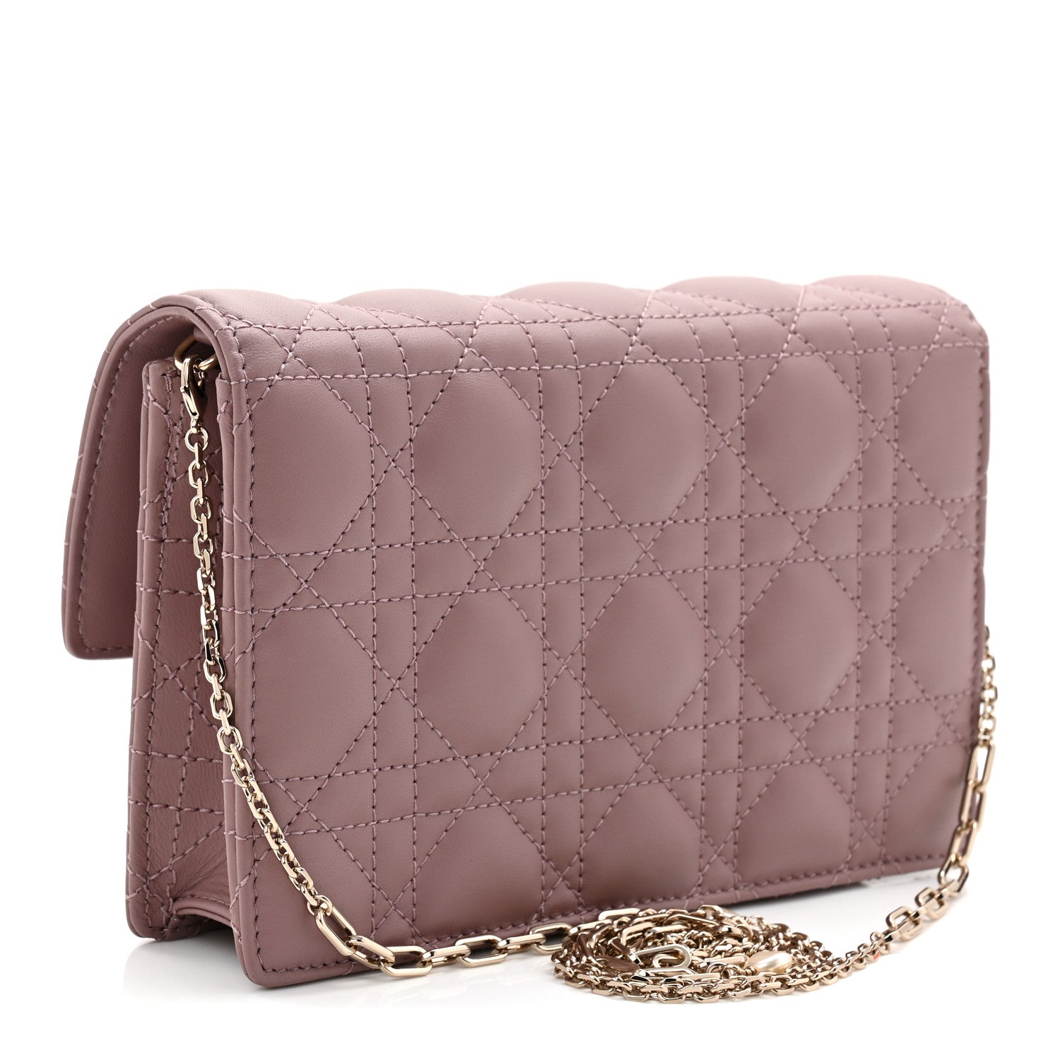 Christian Dior Lambskin Chain Lady Dior Chain Pouch Purple 3 of 11