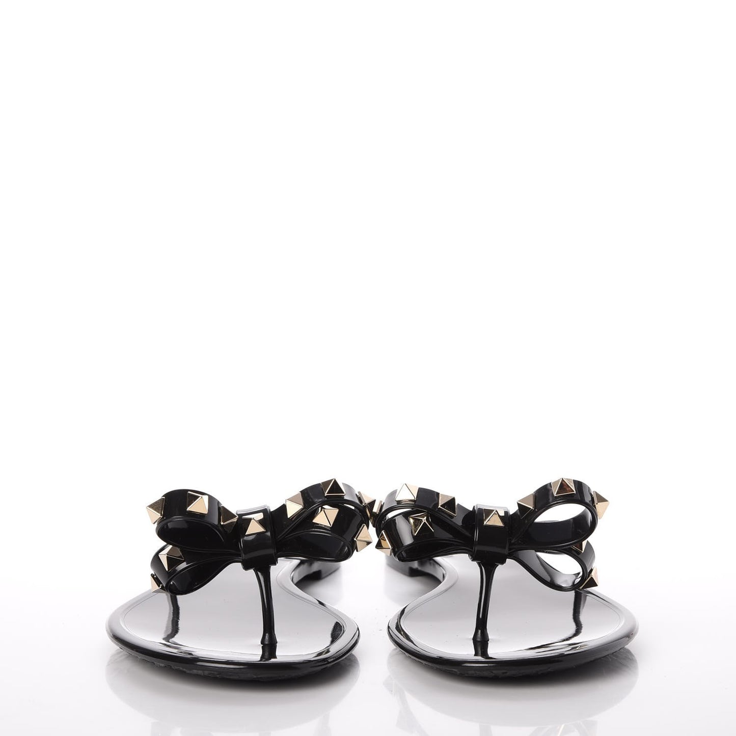 PVC Jelly Rockstud Bow Thong Sandals 40 Black