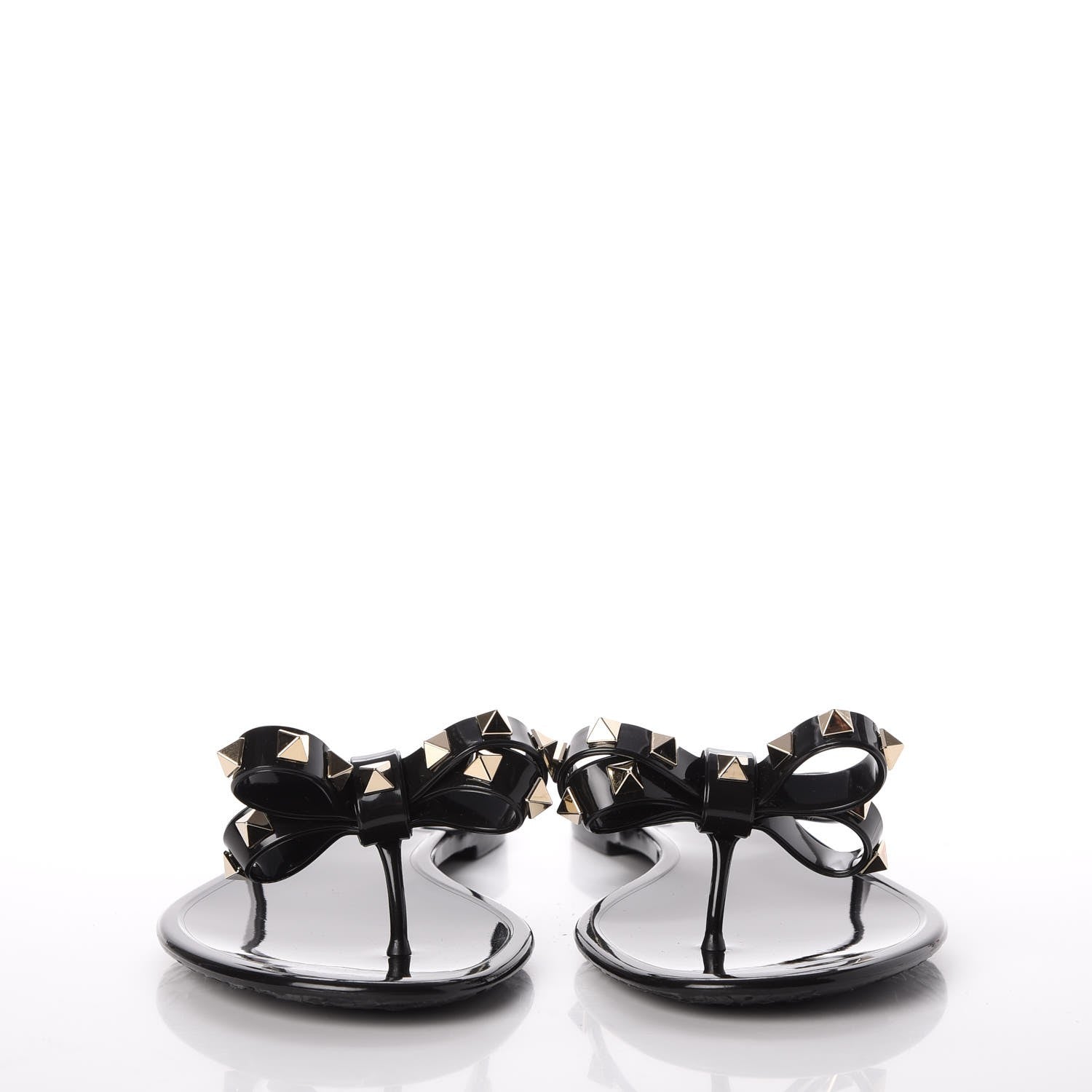 Valentino Garavani PVC Jelly Rockstud Bow Thong Sandals 40 Black 3 of 8