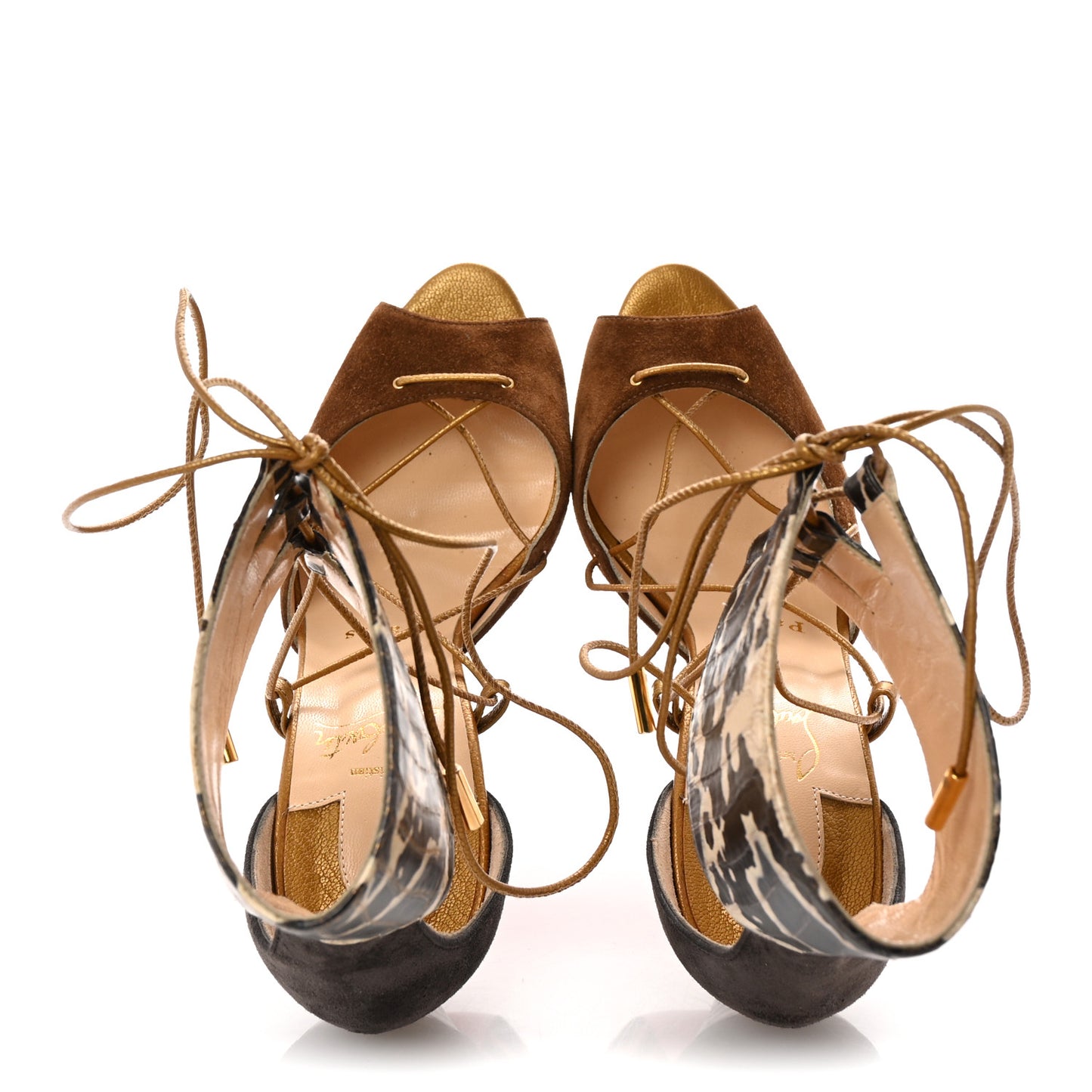 Suede Snakeskin Embossed Pony Hair Corsankle 150 Sandals 36.5 Indiana