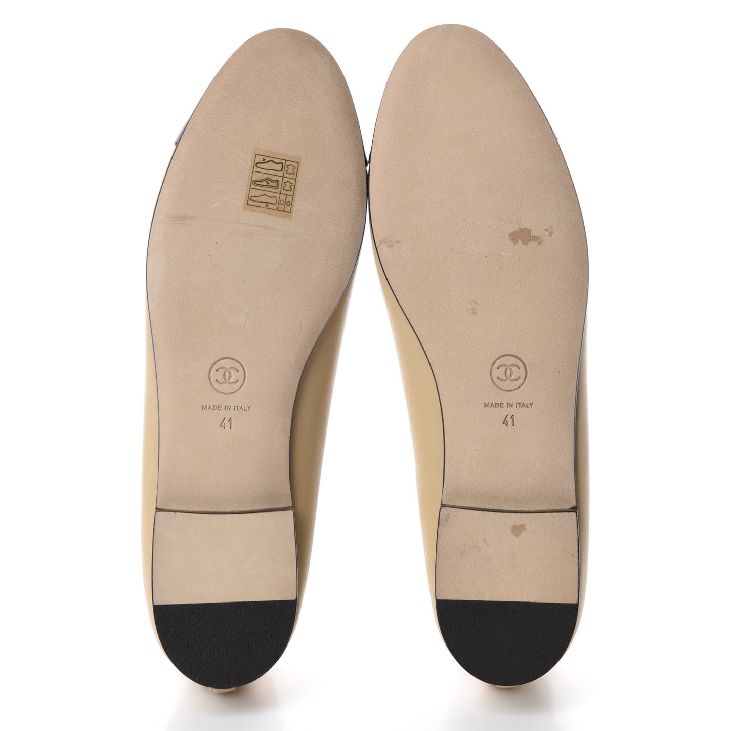 Lambskin Cap Toe CC Ballerina Flats 41 Beige Black