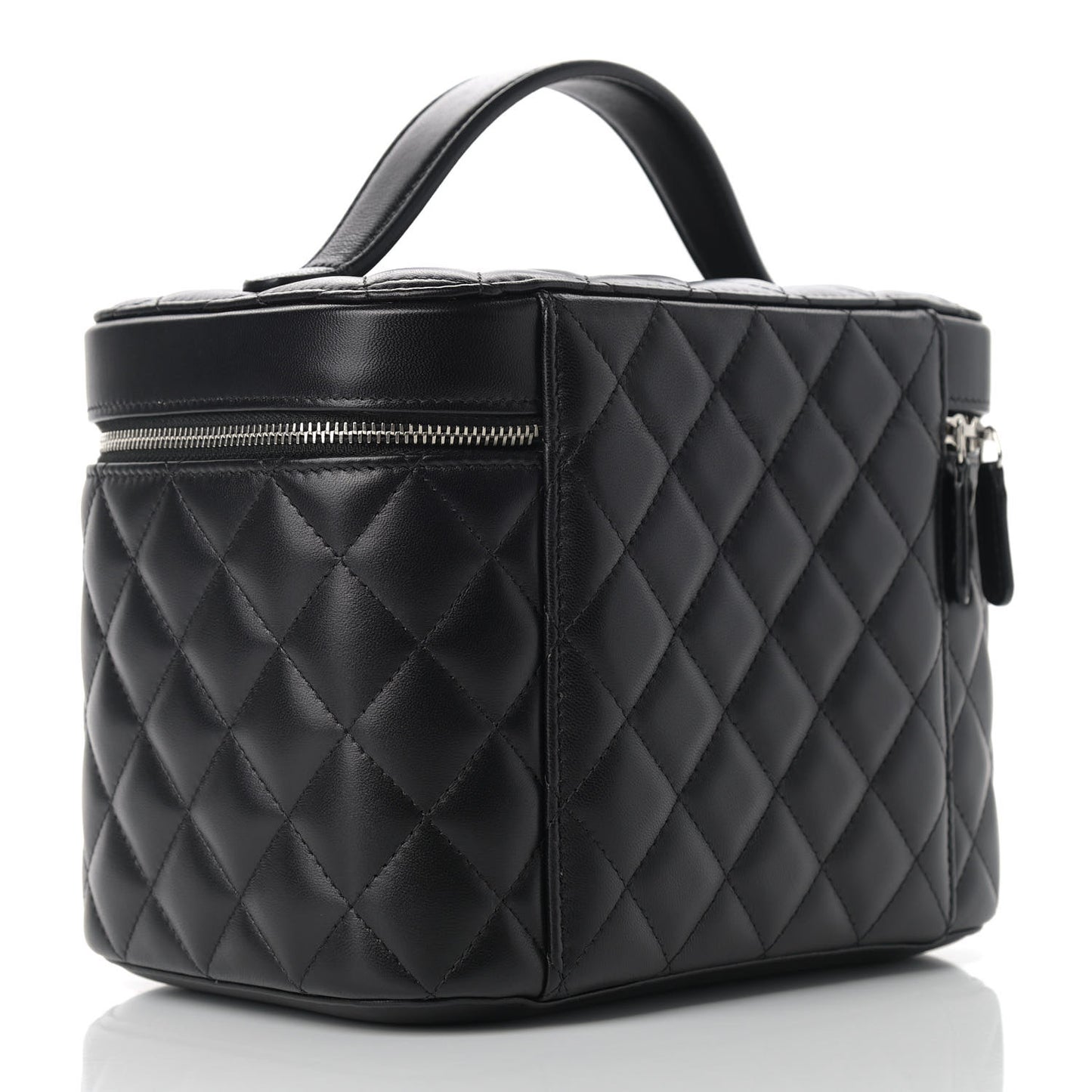 Lambskin Quilted Large Vanity Pouch Black