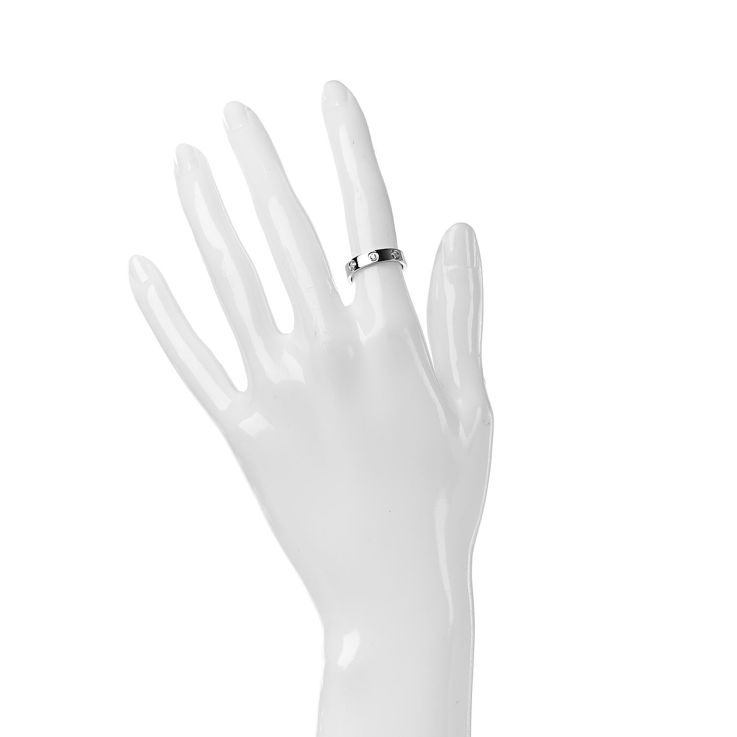 Cartier 18K White Gold 8 Diamond 4mm Wedding Band LOVE Ring 48 4.5 2 of 6