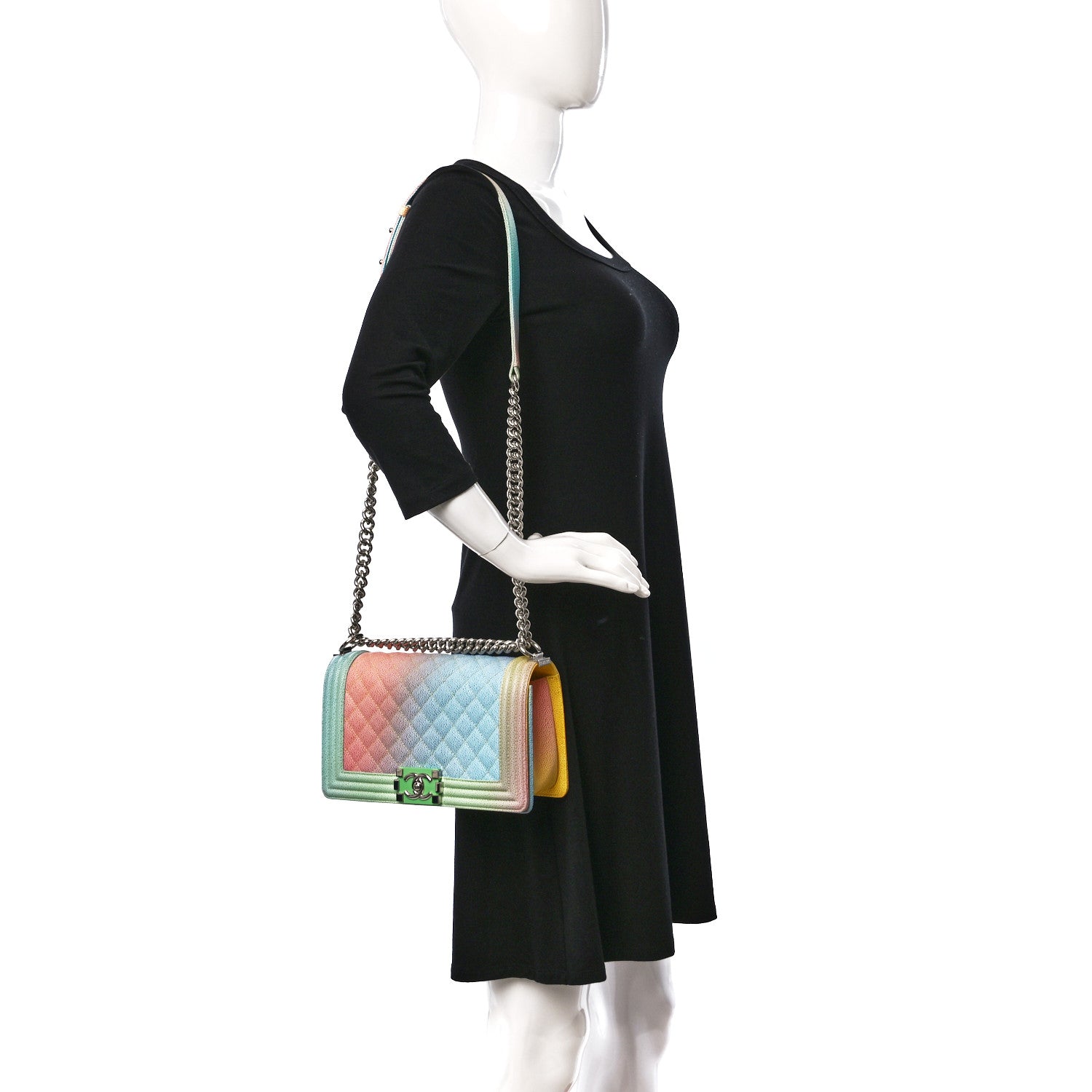 Chanel Caviar Quilted Medium Cuba Rainbow Boy Flap Multicolor 2 of 9