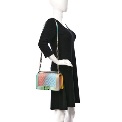 Chanel Caviar Quilted Medium Cuba Rainbow Boy Flap Multicolor 2 of 9