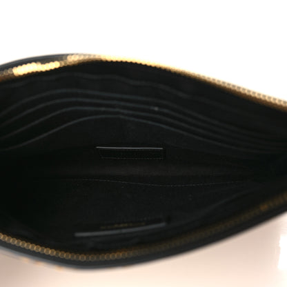 Saint Laurent Raffia Zipped Pouch Natural Black 5 of 9