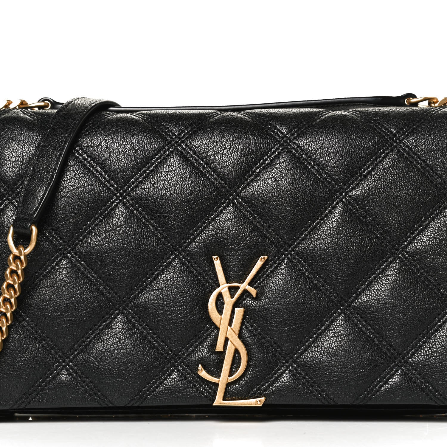 Saint Laurent Lambskin Diamond Quilted Becky Chain Wallet Black 8 of 13