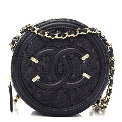 Chanel Caviar Quilted Round Filigree Crossbody Black 1 of 11