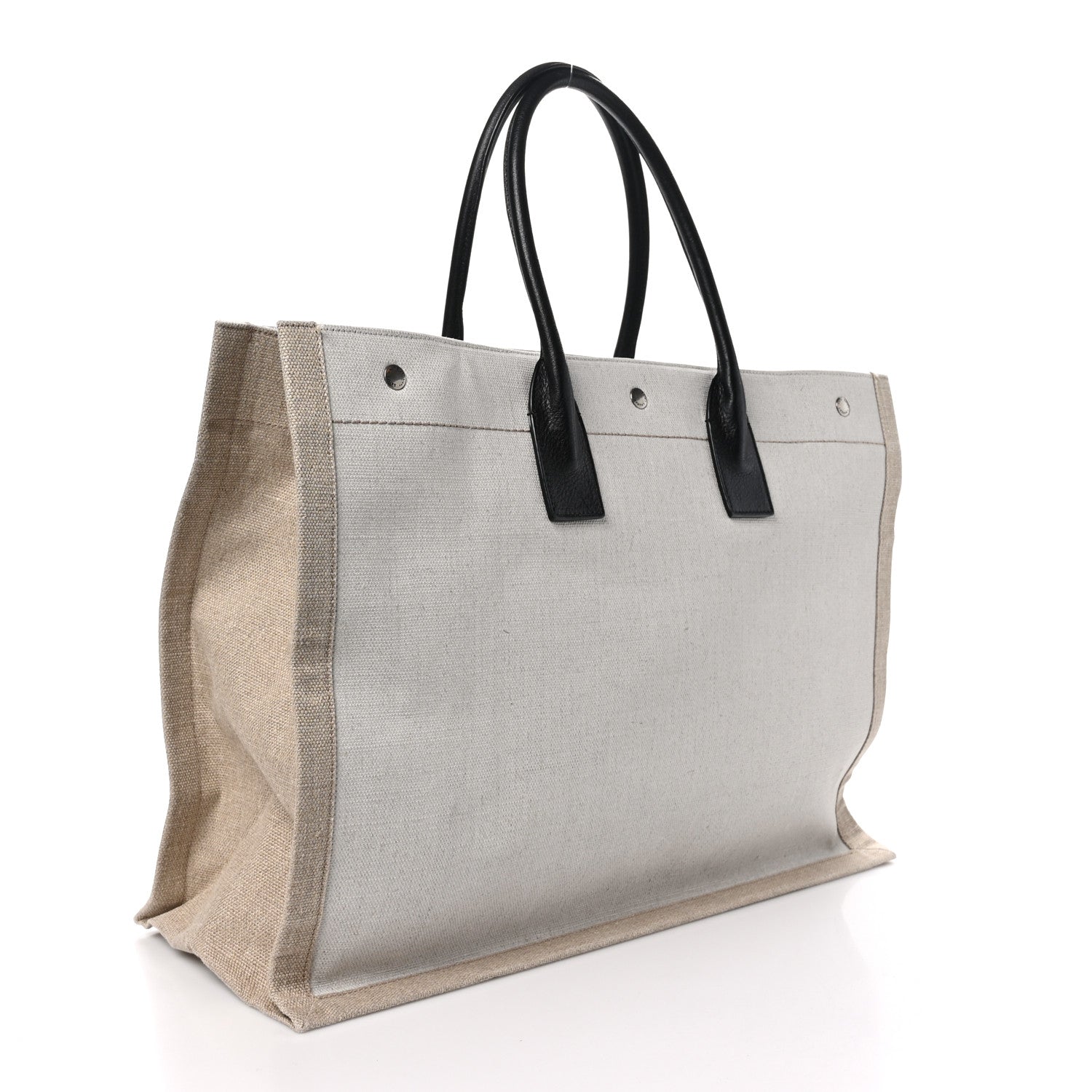 Saint Laurent Linen Calfskin Rive Gauche Tote Optic White 3 of 10